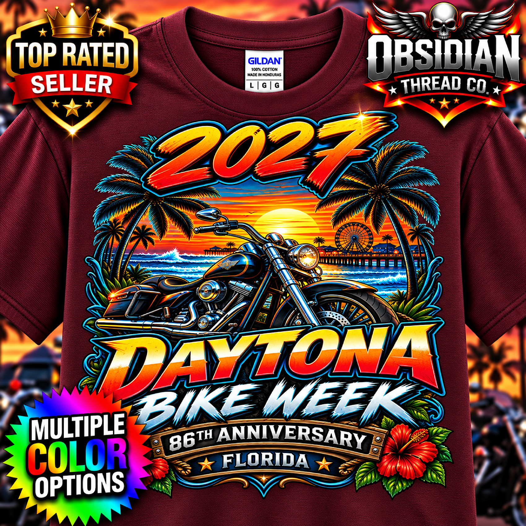 2027 Daytona Bike Week 86th Anniversary Florida Motorcycle Shirt No Harley color preview 4