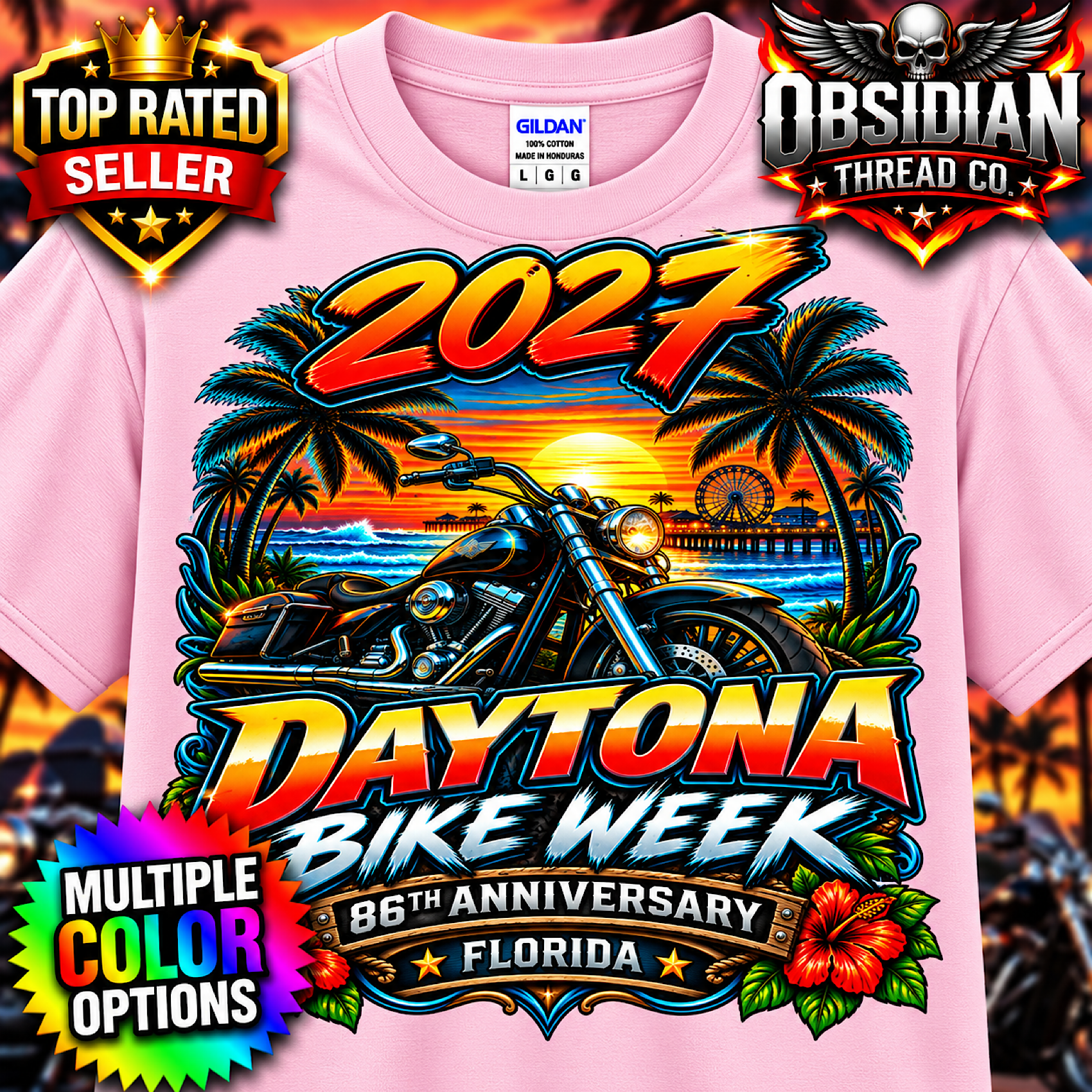 2027 Daytona Bike Week 86th Anniversary Florida Motorcycle Shirt No Harley color preview 3