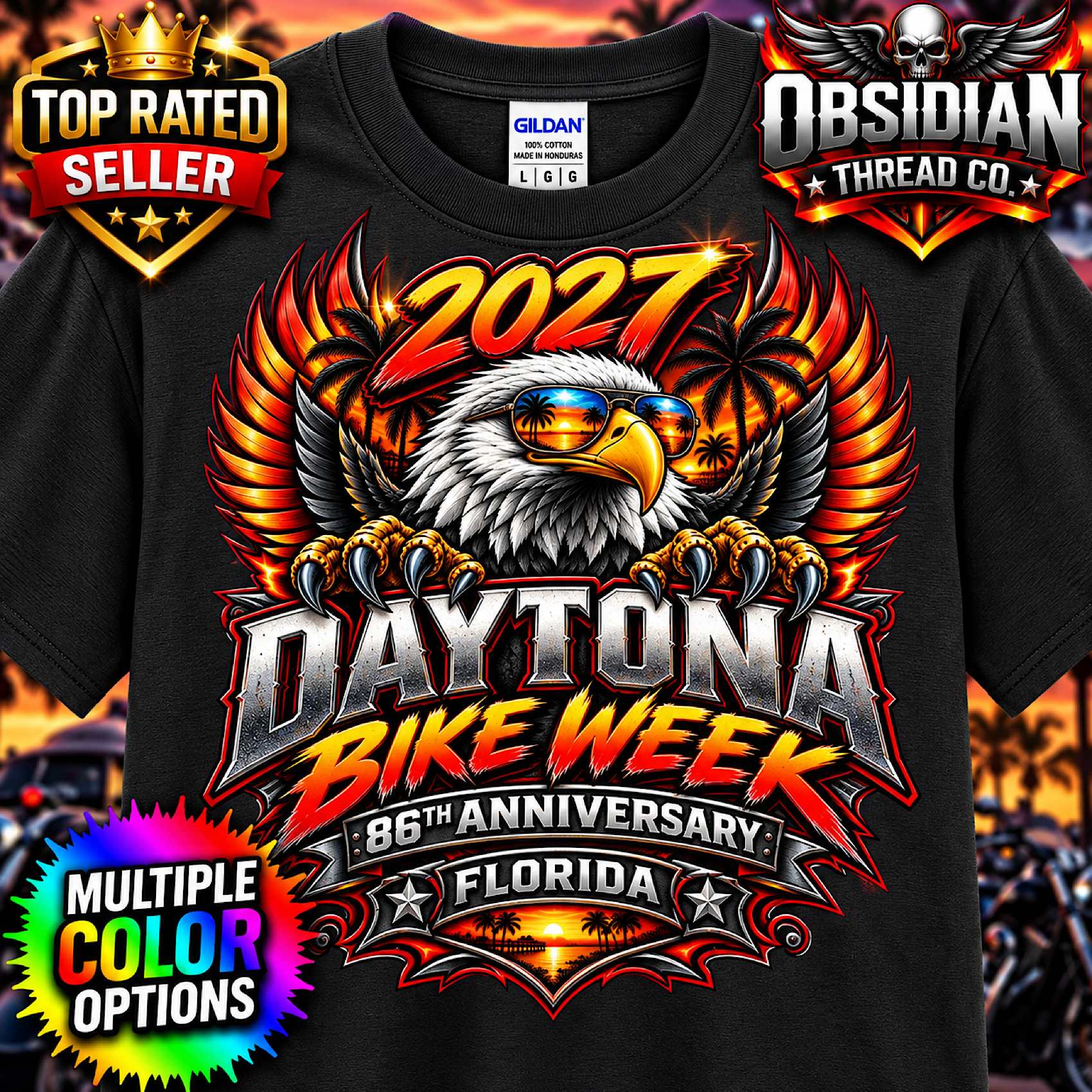 2027 Daytona Bike Week 86th Anniversary Eagle Florida Biker Shirt No Harley product preview