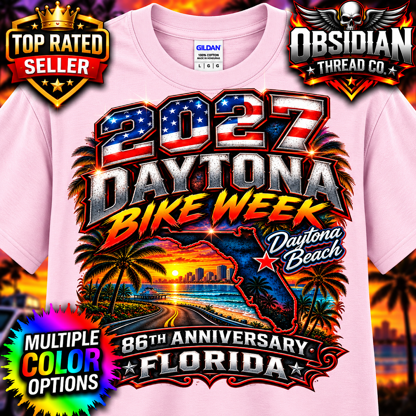 2027 Daytona Bike Week 86th Anniversary Florida Motorcycle Shirt No Harley color preview 3