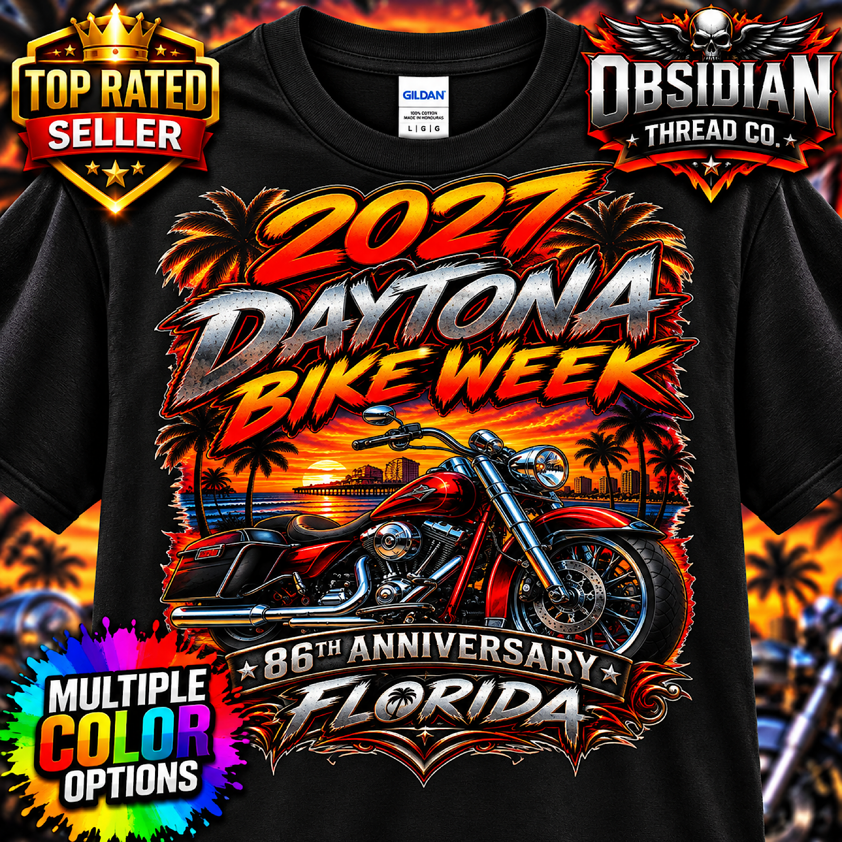 2027 Daytona Bike Week 86th Anniversary Florida Motorcycle Shirt No Harley color preview 4