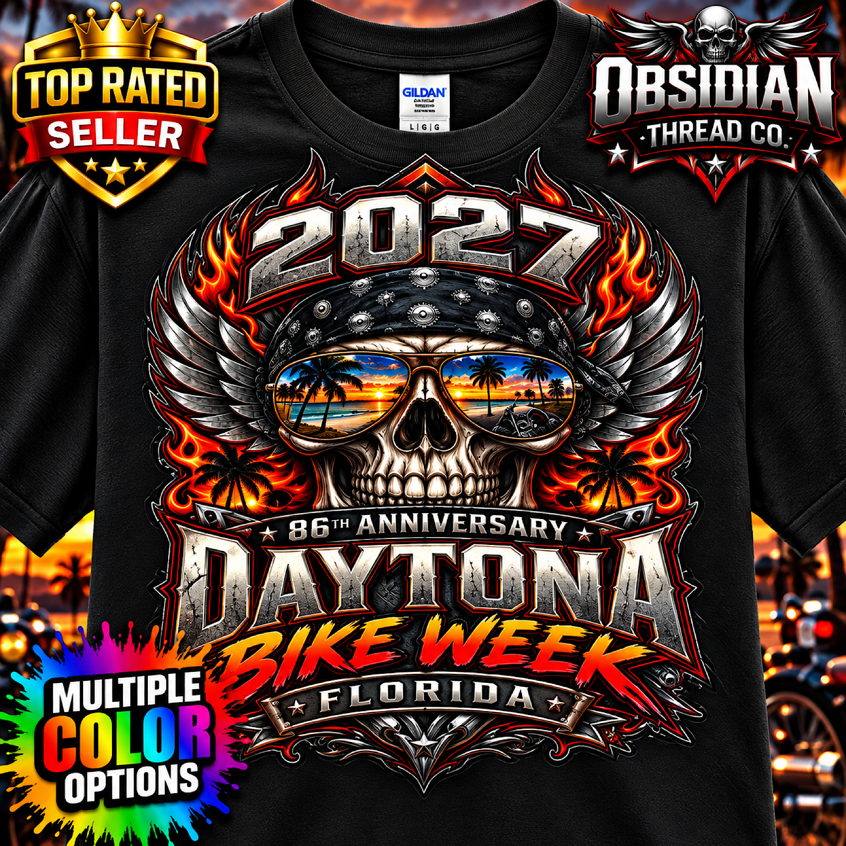 2027 Daytona Bike Week 86th Anniversary Florida Skull Biker Shirt No Harley product preview