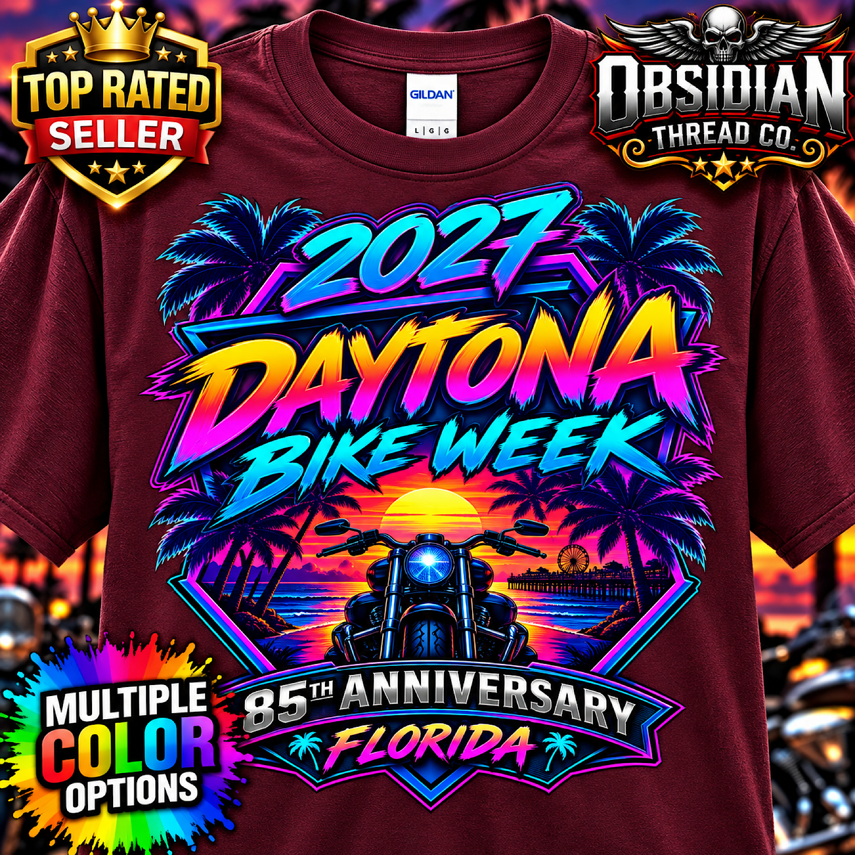 2027 Daytona Bike Week Florida Motorcycle Rally Biker Shirt Tee No Harley color preview 3