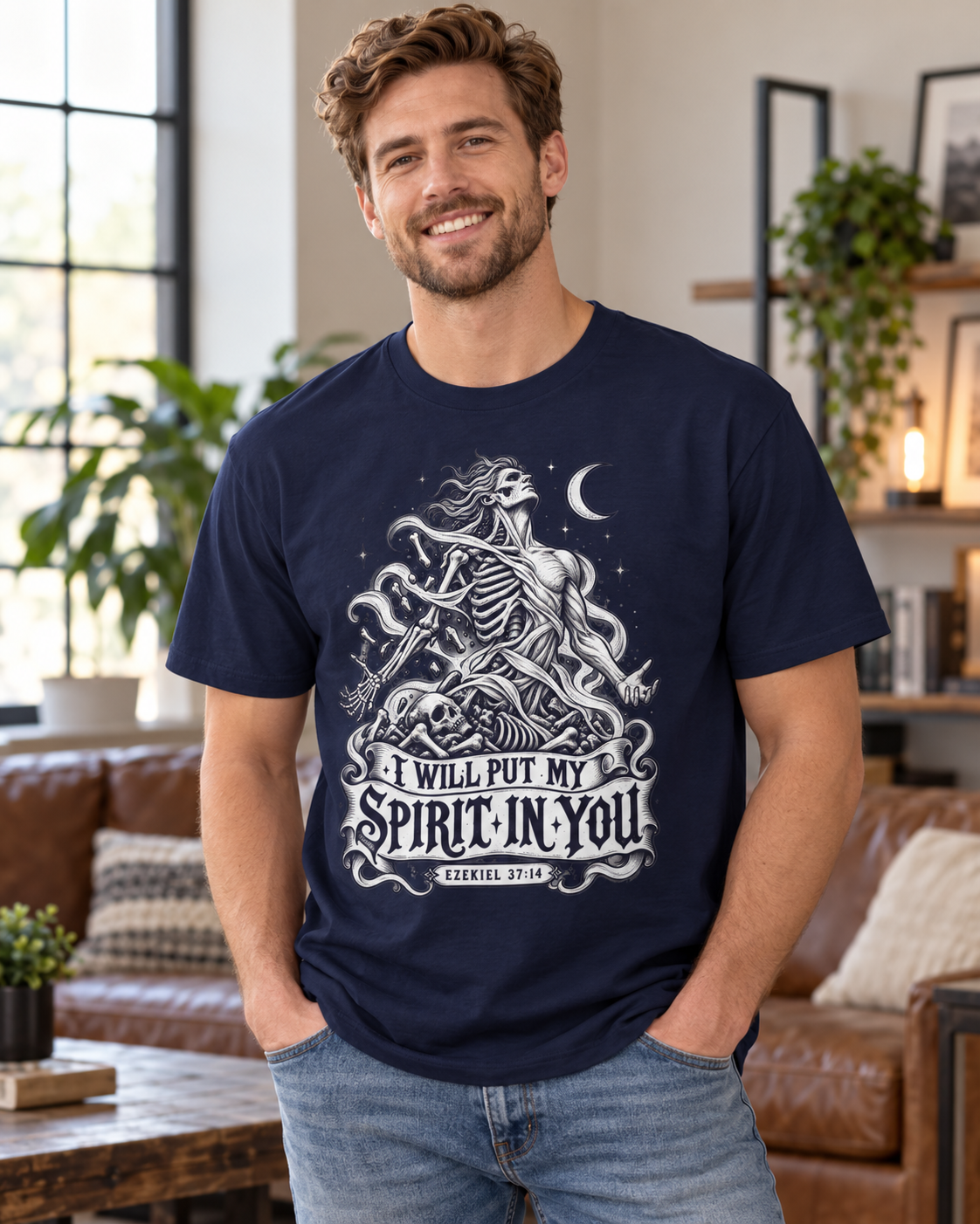 I Will Put My Spirit In You T-shirt | Skeleton Woman Moon Illustration: other