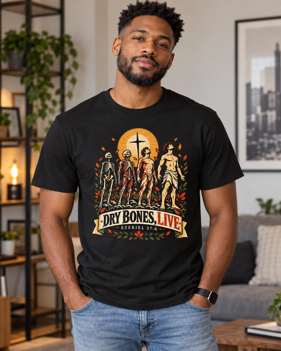 Dry Bones Live graphic tee | Resurrection skeletons cross illustration: other