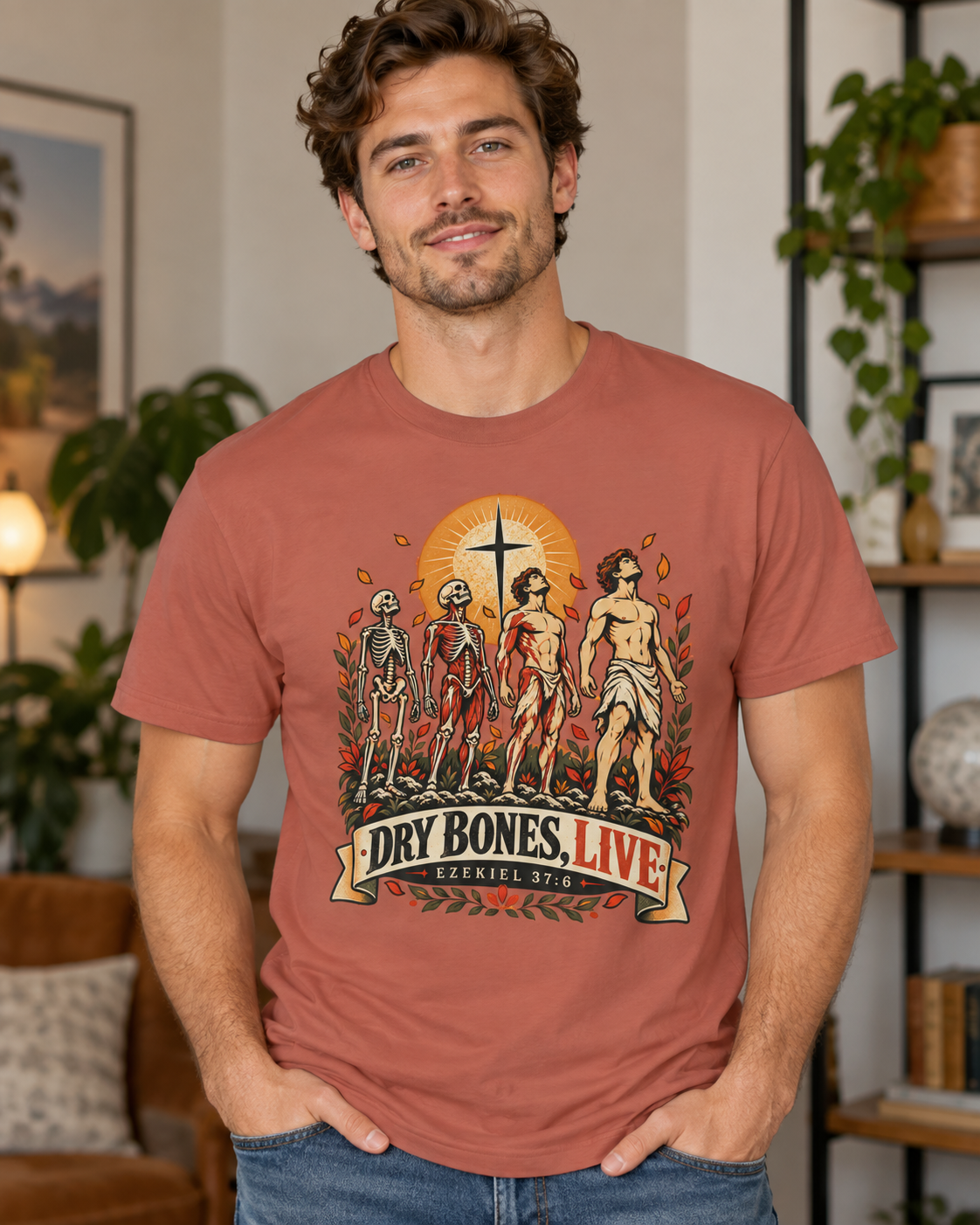 Dry Bones Live graphic tee | Resurrection skeletons cross illustration: other