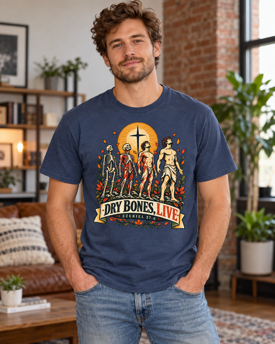 Dry Bones Live graphic tee | Resurrection skeletons cross illustration: other