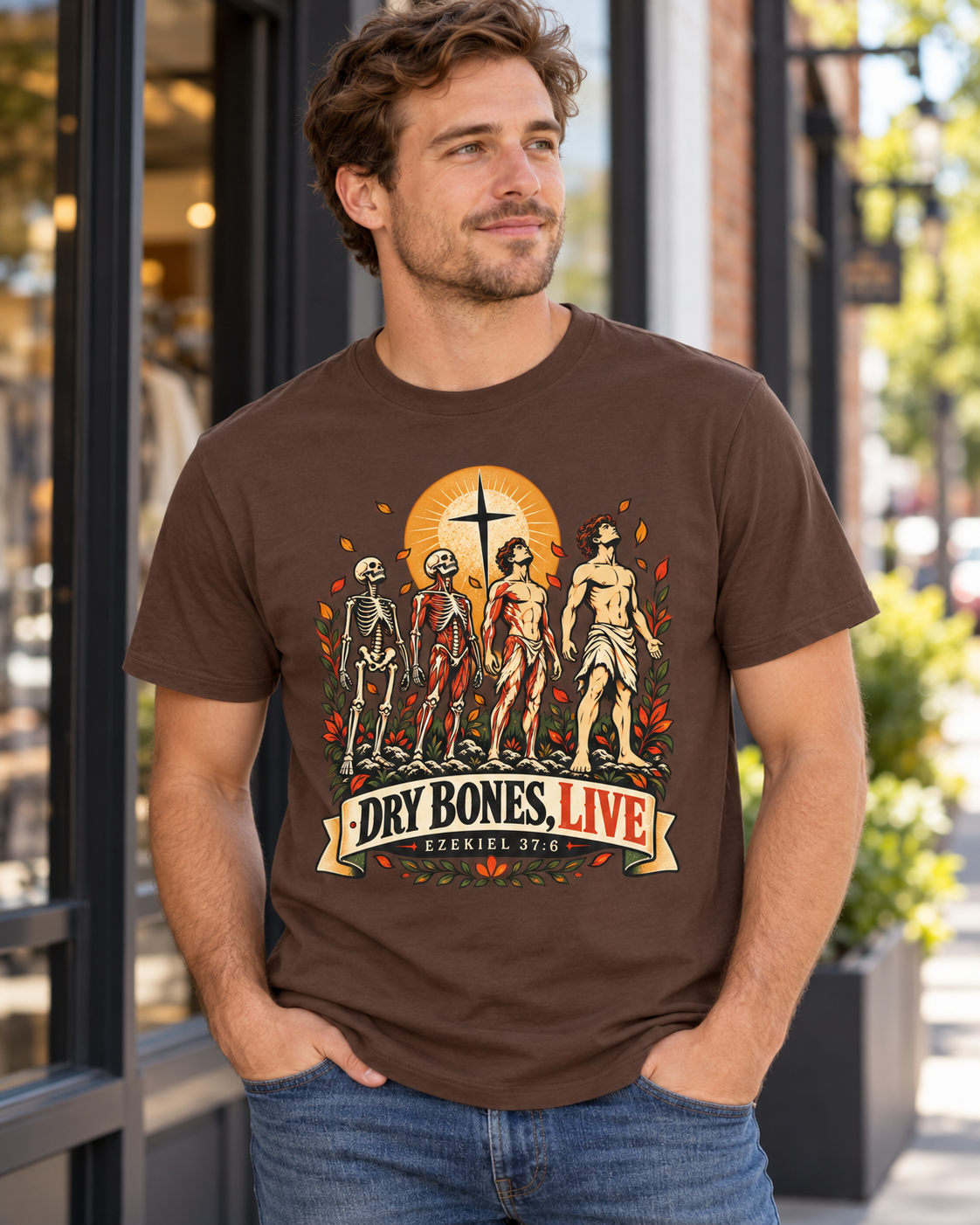Dry Bones Live graphic tee | Resurrection skeletons cross illustration: other