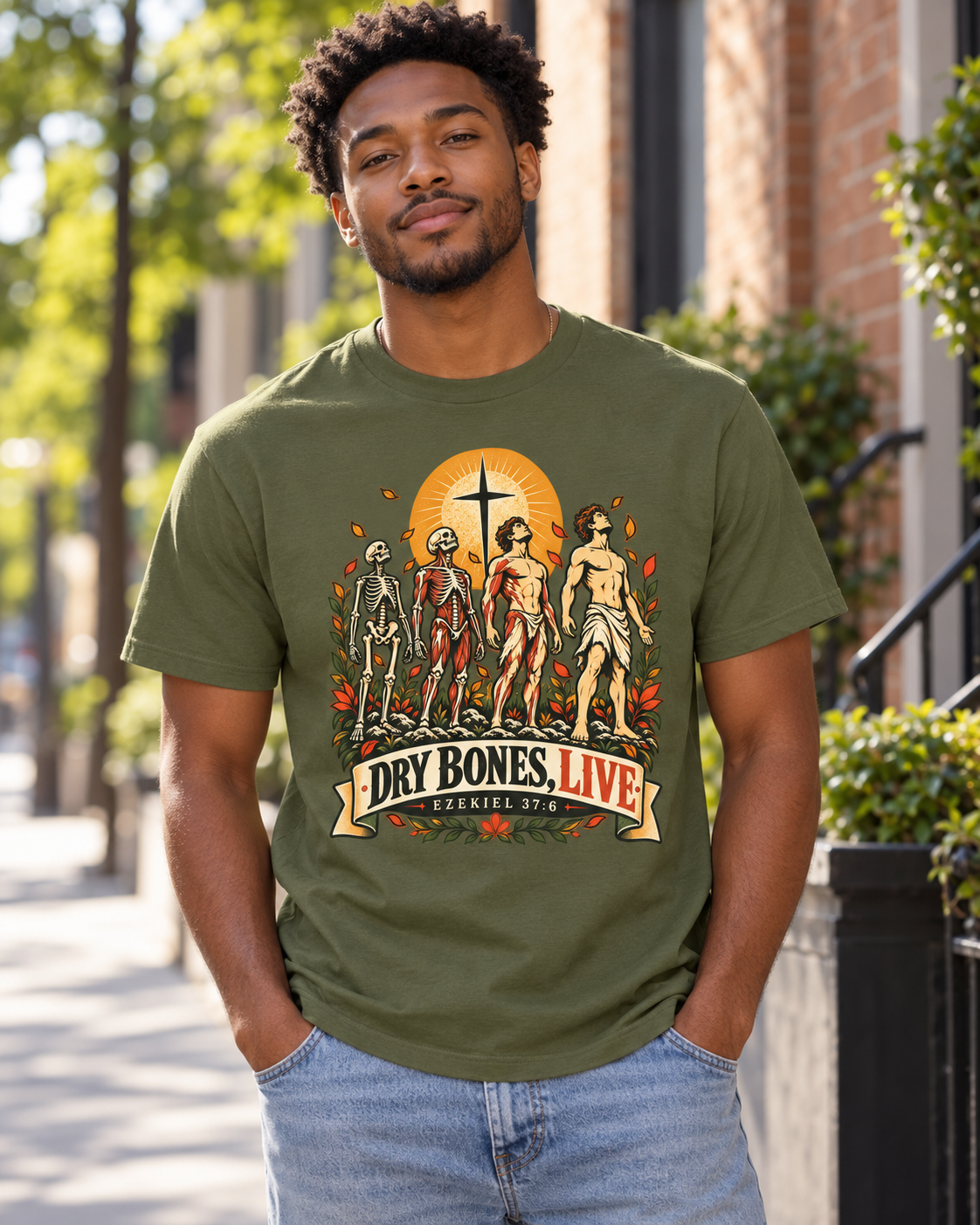 Dry Bones Live graphic tee | Resurrection skeletons cross illustration: other