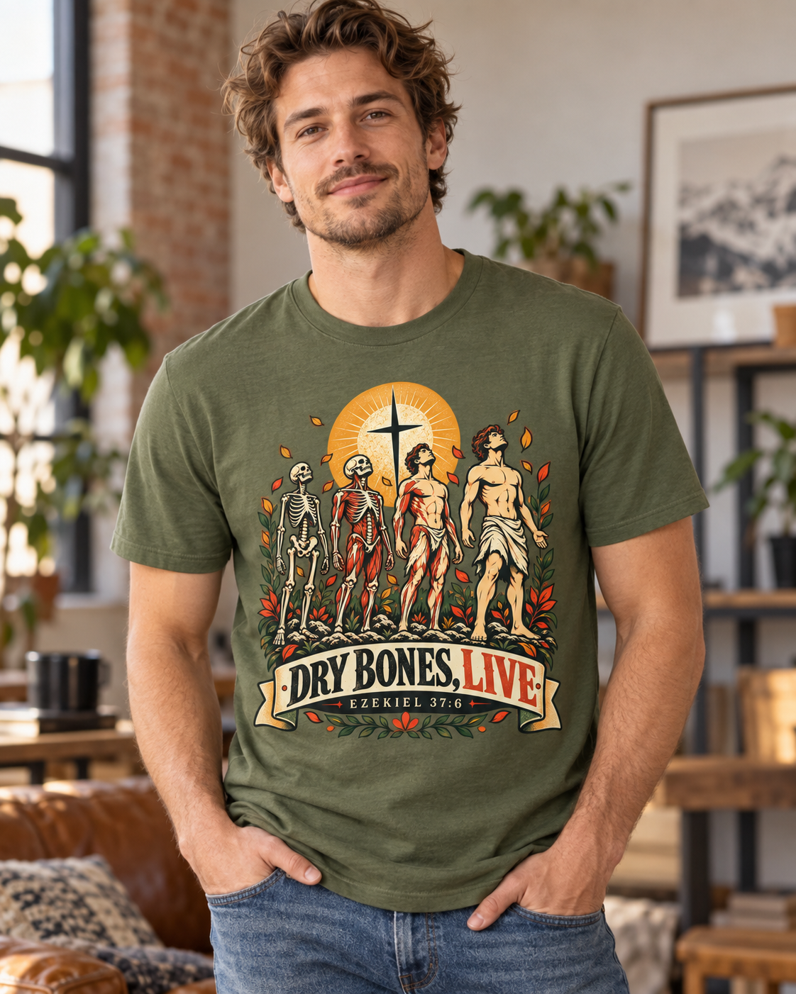 Dry Bones Live graphic tee | Resurrection skeletons cross illustration: other