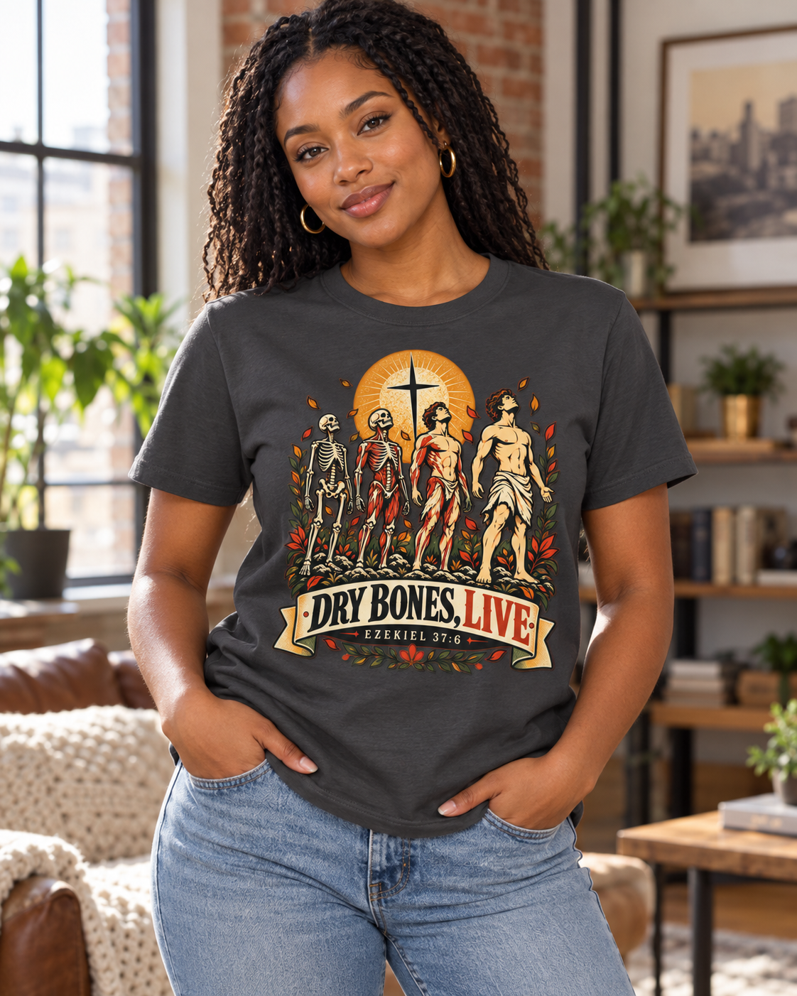 Dry Bones Live graphic tee | Resurrection skeletons cross illustration: other