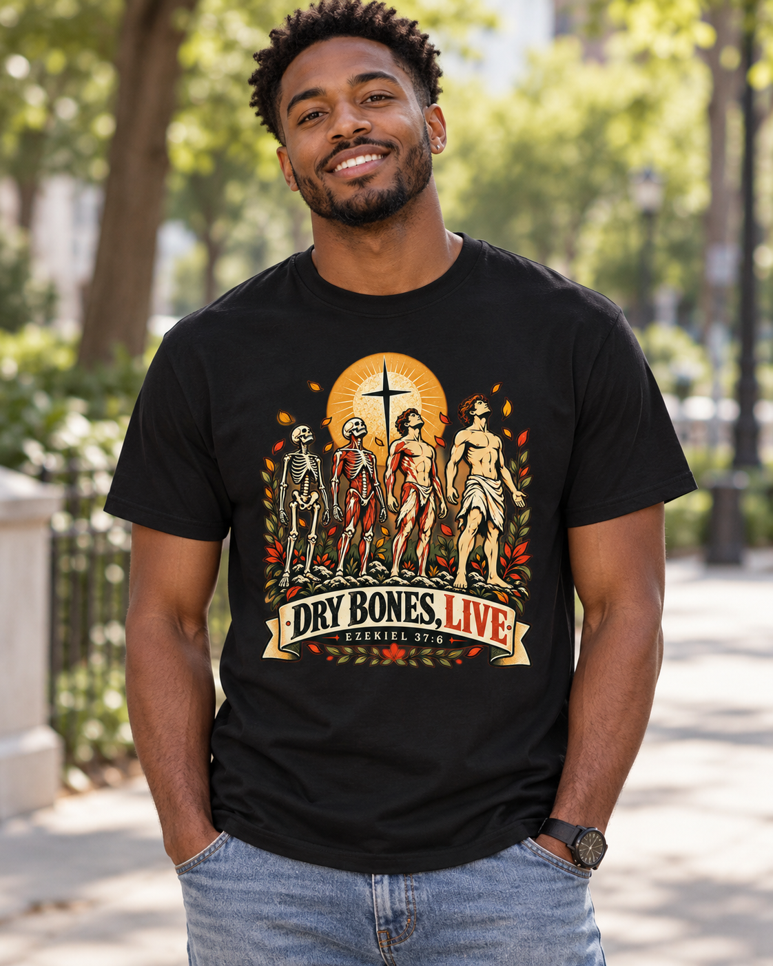 Dry Bones Live graphic tee | Resurrection skeletons cross illustration: other