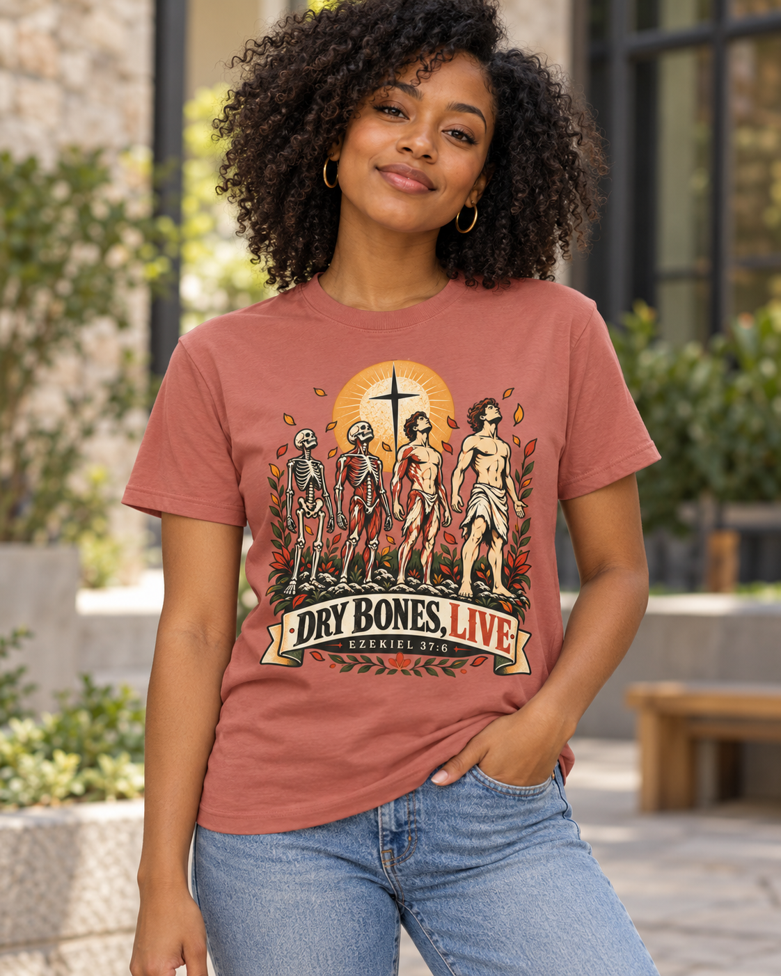 Dry Bones Live graphic tee | Resurrection skeletons cross illustration: other