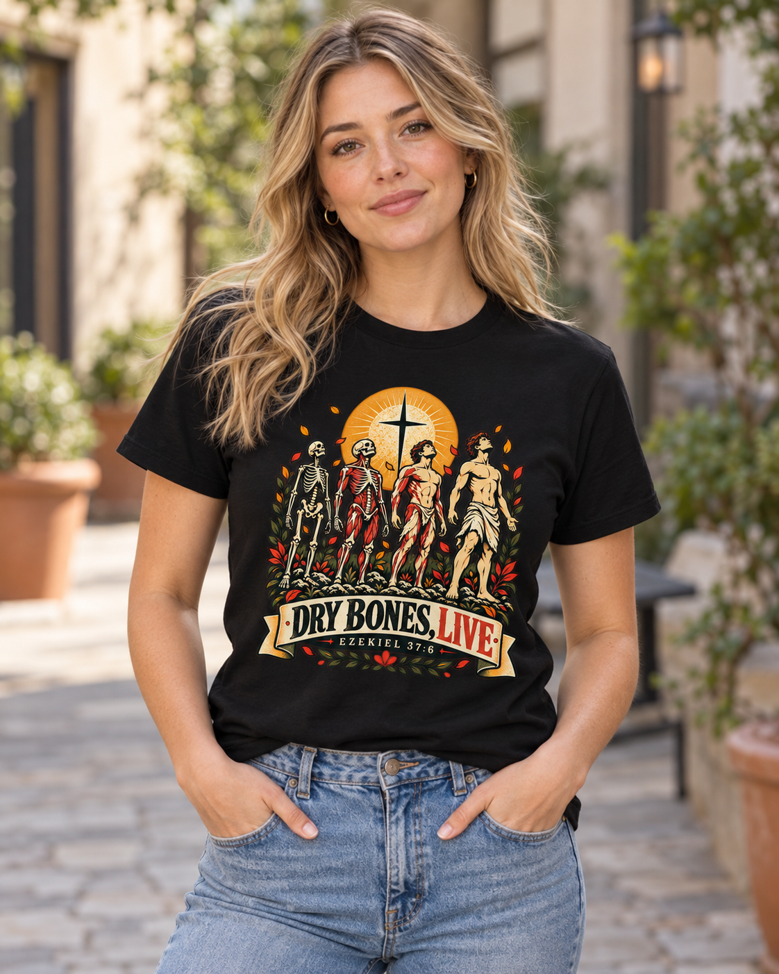 Dry Bones Live graphic tee | Resurrection skeletons cross illustration: other
