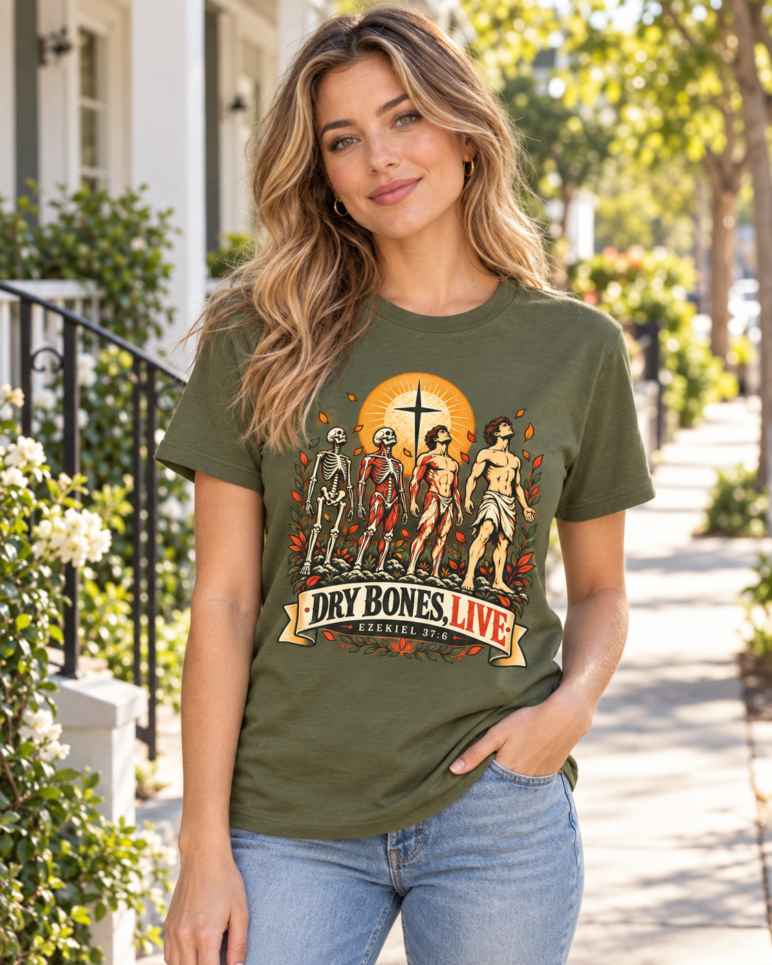Dry Bones Live graphic tee | Resurrection skeletons cross illustration: other
