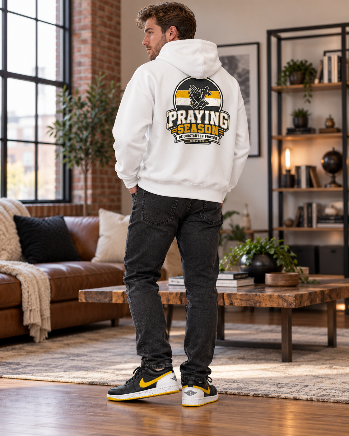 Praying Season Hoodie | Yellow/Black | Dove & Cross Graphic Hoodie, Faith Sweatshirt: other