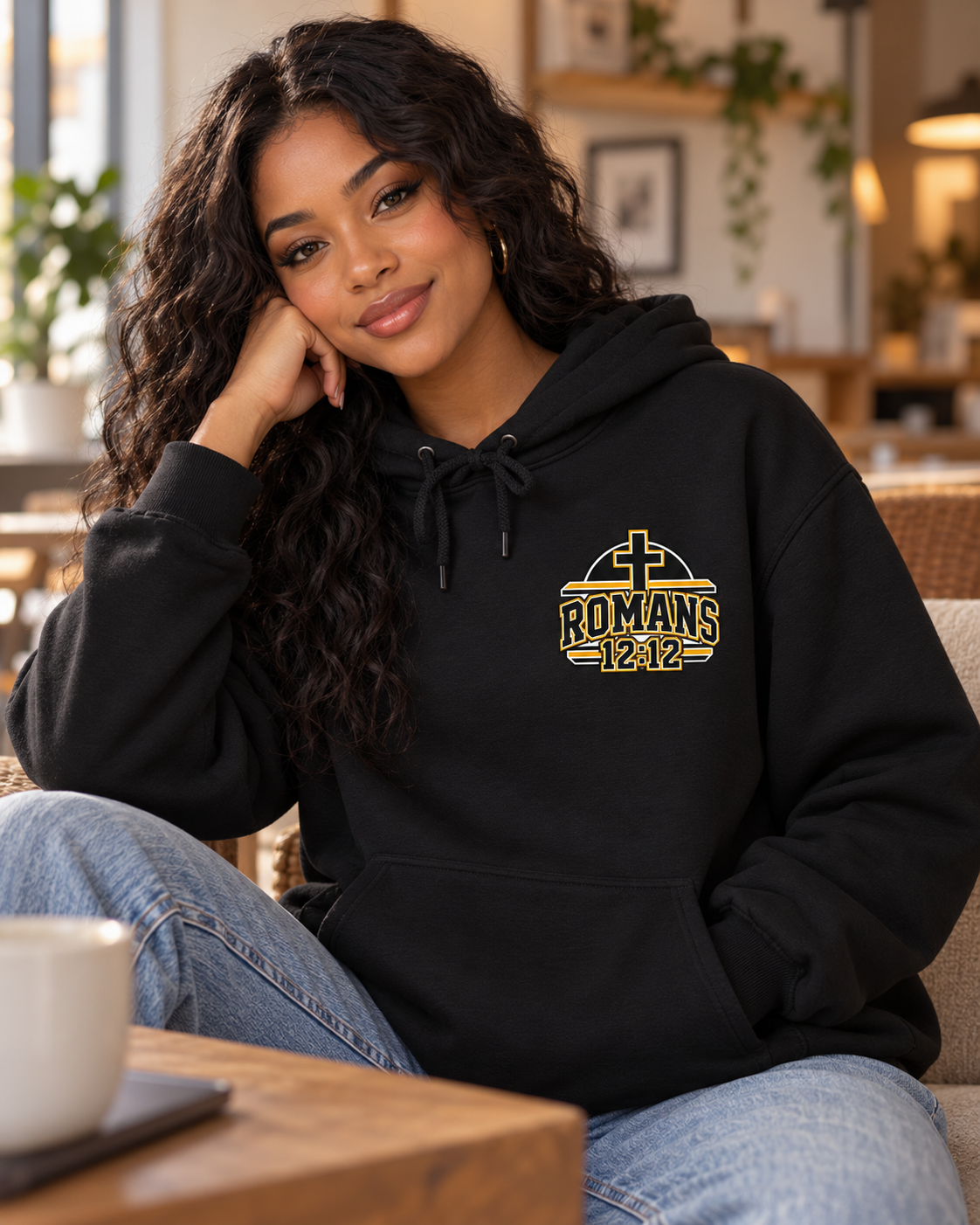 Praying Season Hoodie | Yellow/Black | Dove & Cross Graphic Hoodie, Faith Sweatshirt: other