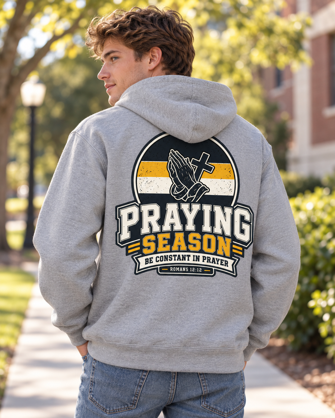 Praying Season Hoodie | Yellow/Black | Dove & Cross Graphic Hoodie, Faith Sweatshirt: other