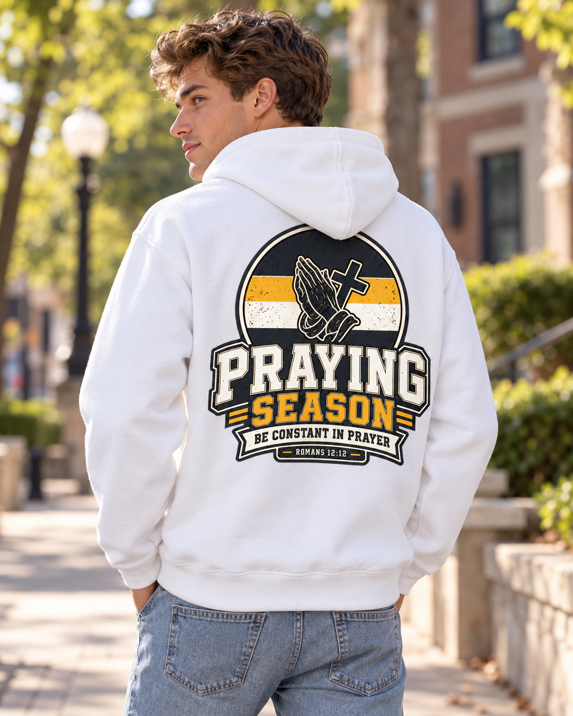 Praying Season Hoodie | Yellow/Black | Dove & Cross Graphic Hoodie, Faith Sweatshirt: other