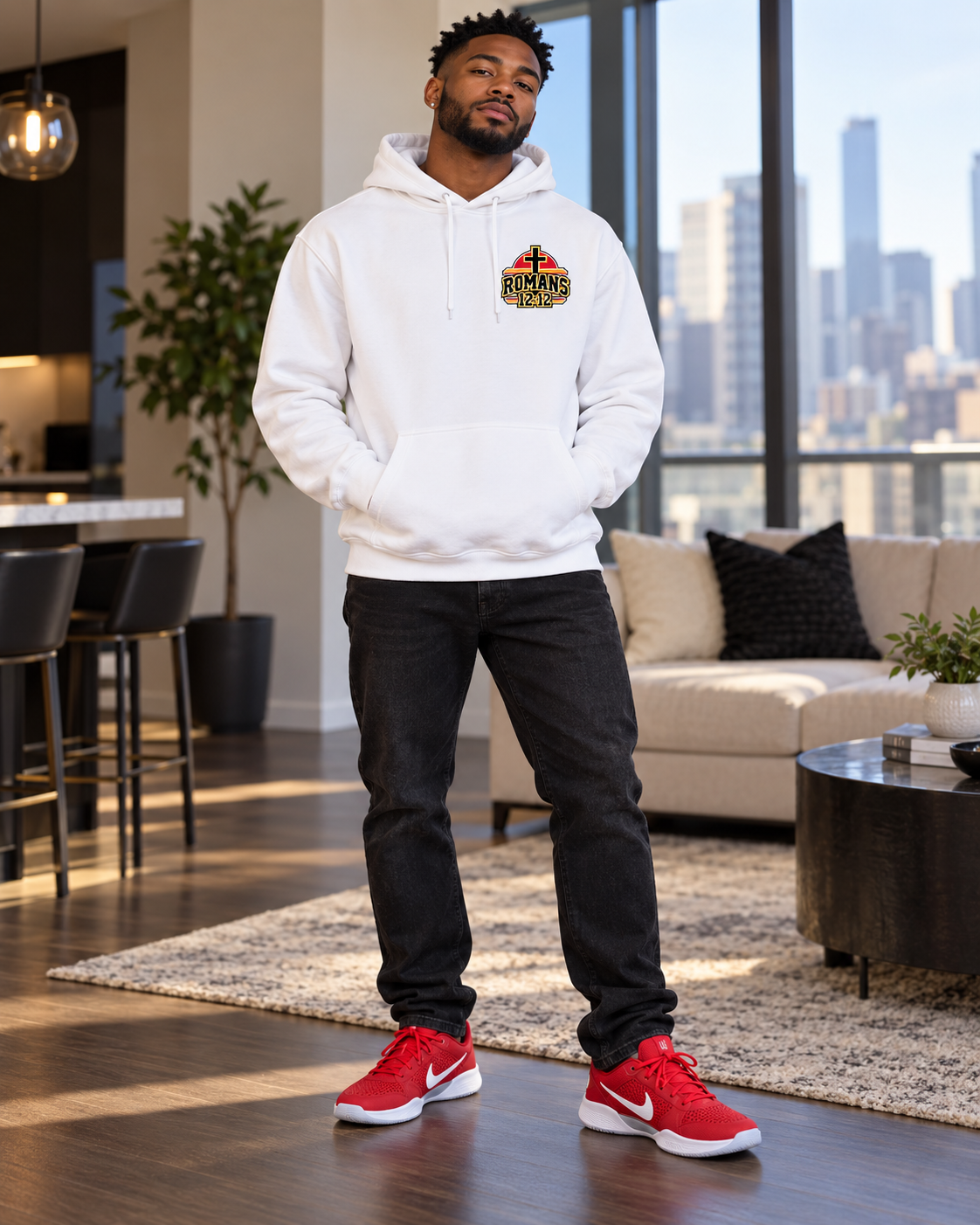 Praying Season hoodie |Red/ Yellow | Christian Romans 12:12 design: other
