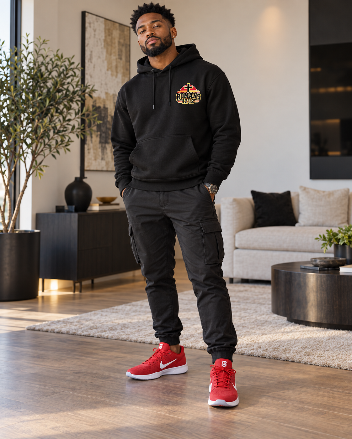 Praying Season hoodie |Red/ Yellow | Christian Romans 12:12 design: other