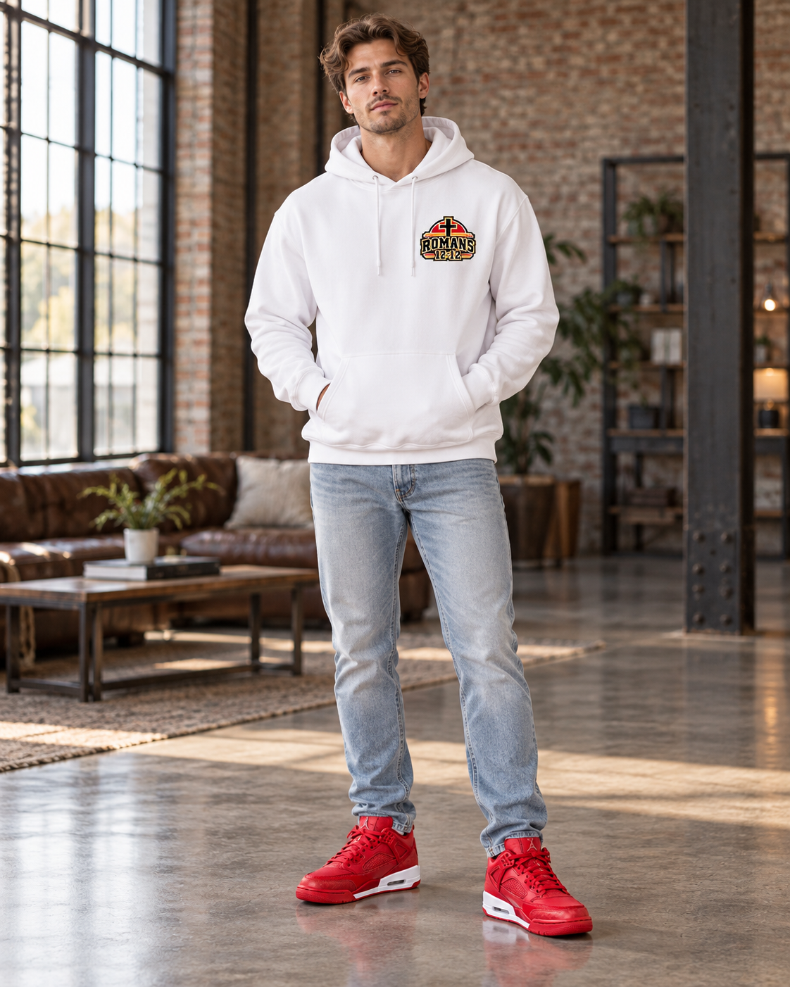 Praying Season hoodie |Red/ Yellow | Christian Romans 12:12 design: other