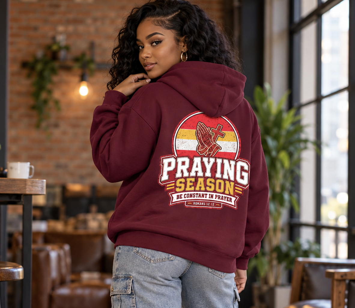 Praying Season hoodie |Red/ Yellow | Christian Romans 12:12 design: other