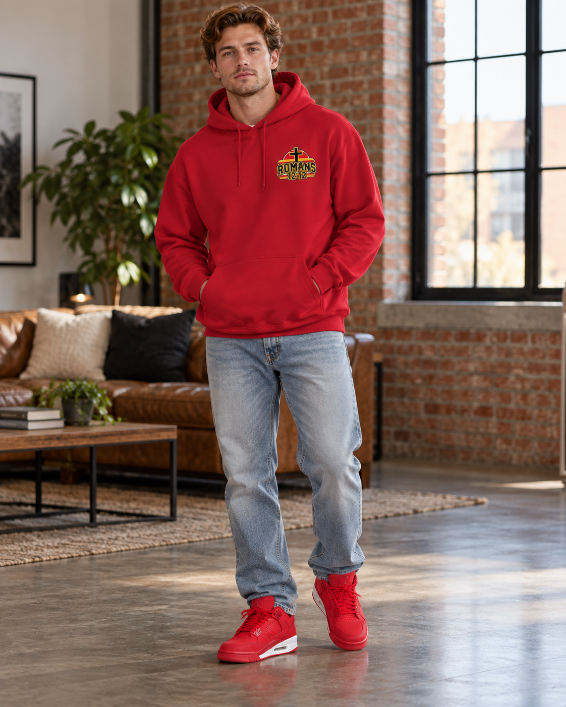 Praying Season hoodie |Red/ Yellow | Christian Romans 12:12 design: other