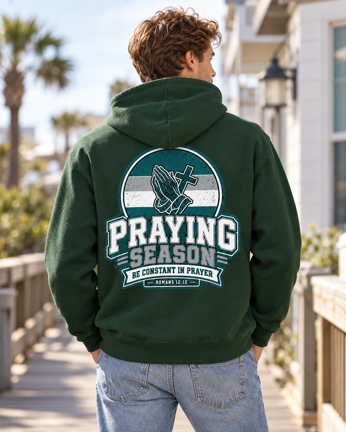 Praying Season hoodie | Green/Silver | Faith Christian sweatshirt: other