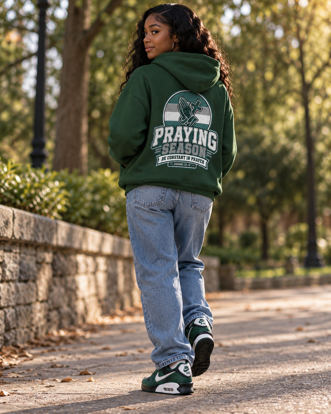 Praying Season hoodie | Green/Silver | Faith Christian sweatshirt: other