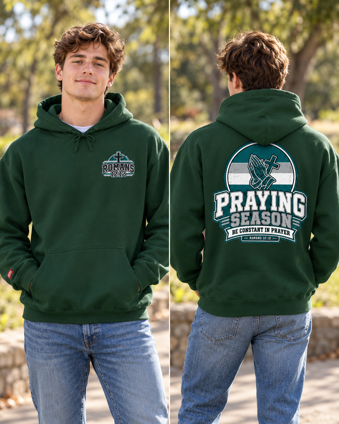 Praying Season hoodie | Green/Silver | Faith Christian sweatshirt: other