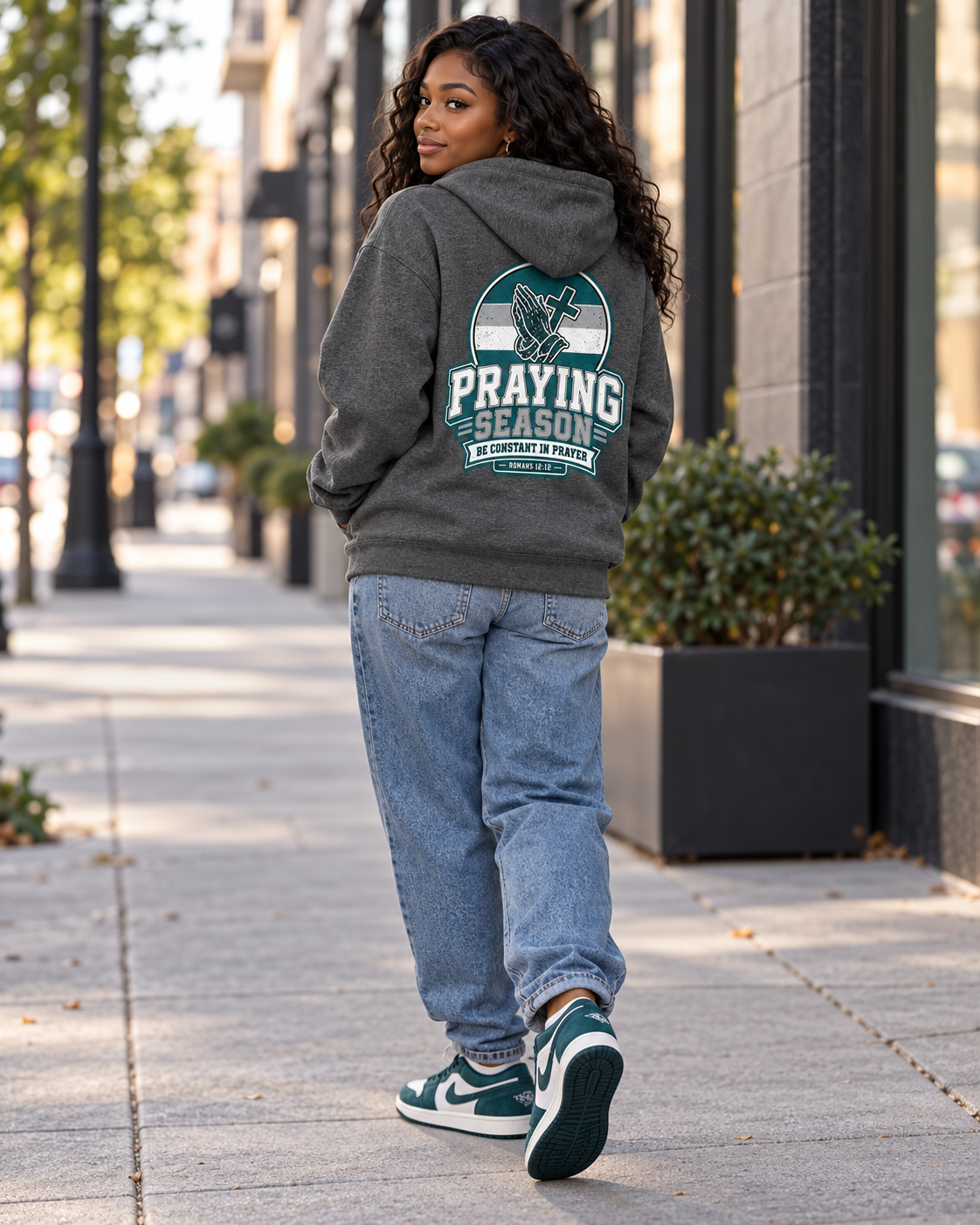 Praying Season hoodie | Green/Silver | Faith Christian sweatshirt: other