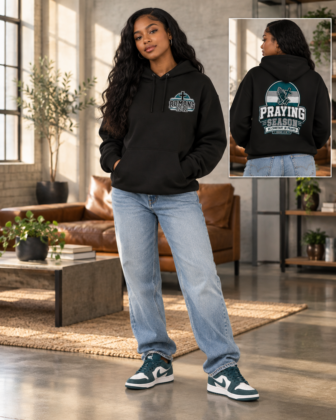 Praying Season hoodie | Green/Silver | Faith Christian sweatshirt: other