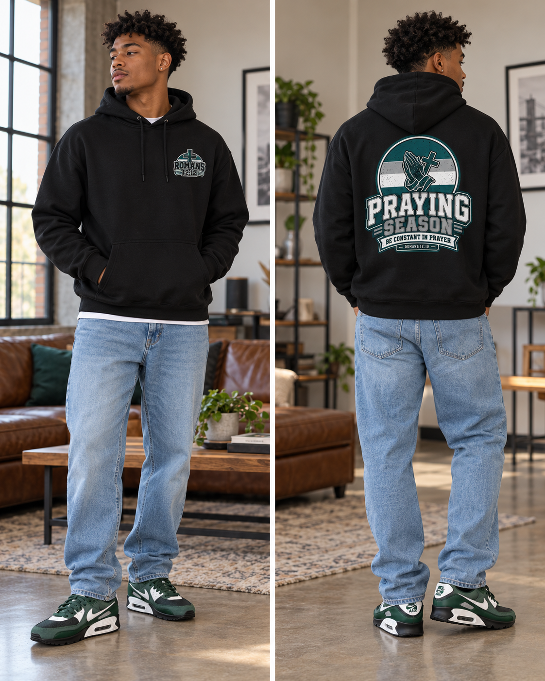 Praying Season hoodie | Green/Silver | Faith Christian sweatshirt: other