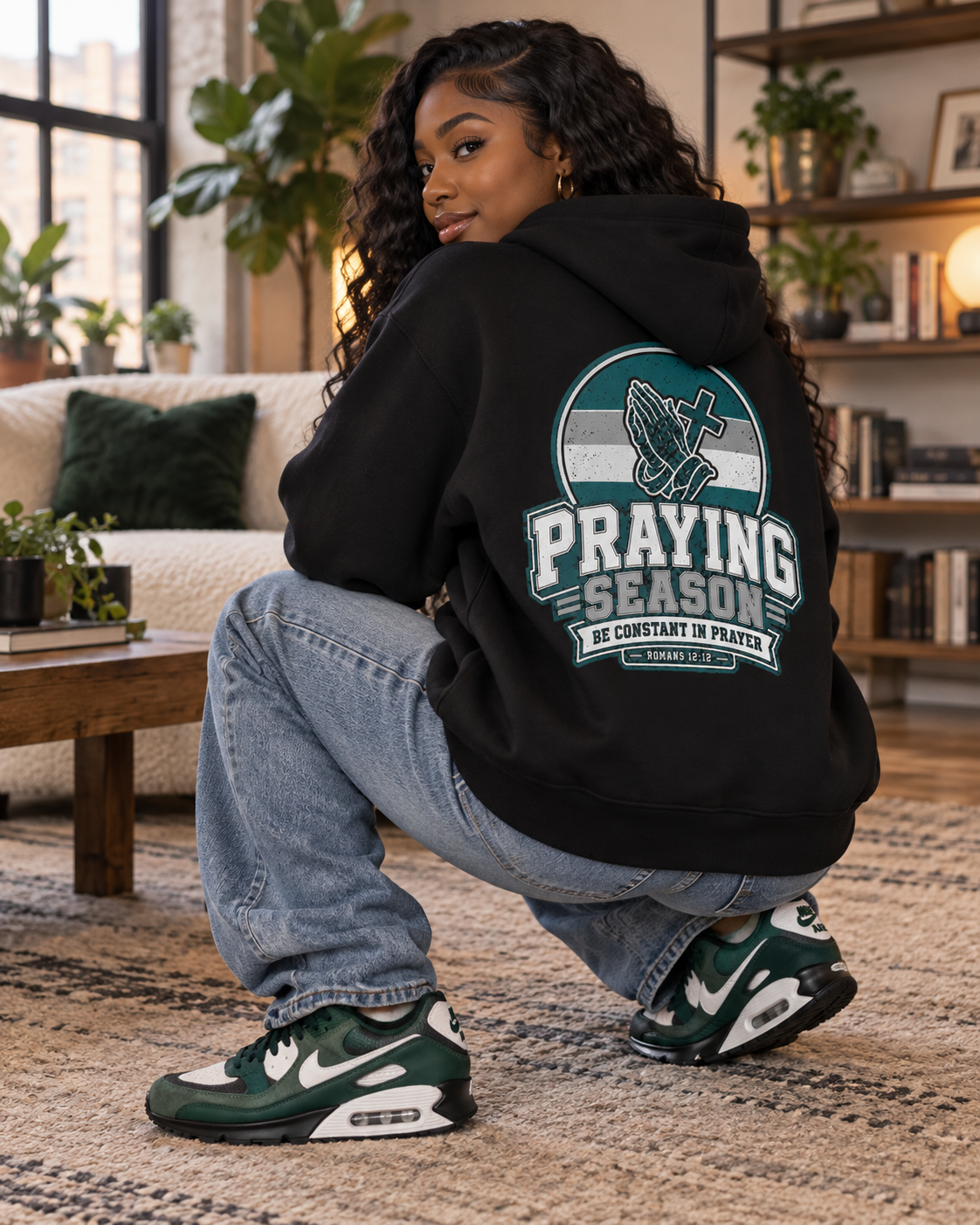 Praying Season hoodie | Green/Silver | Faith Christian sweatshirt: other
