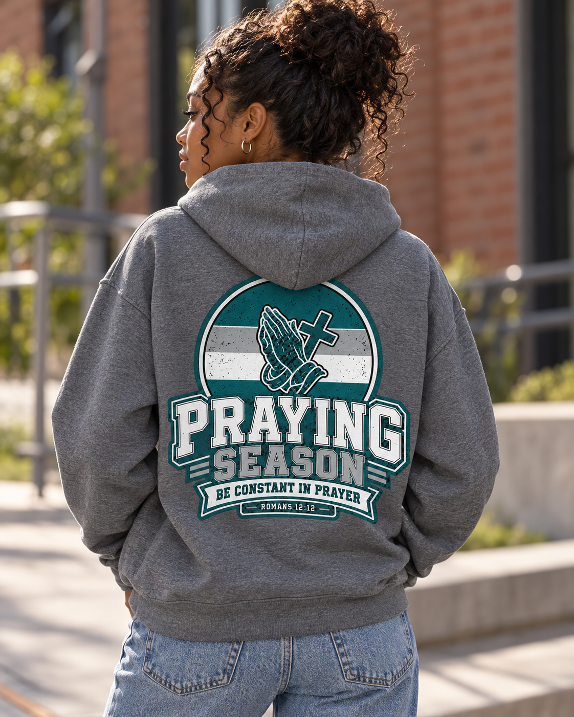 Praying Season hoodie | Green/Silver | Faith Christian sweatshirt: other