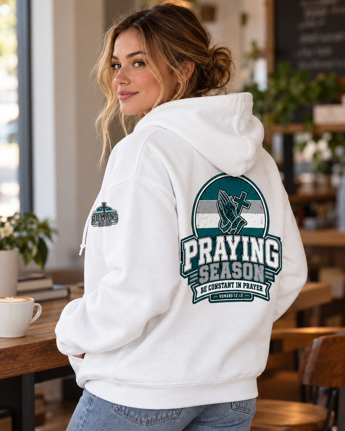 Praying Season hoodie | Green/Silver | Faith Christian sweatshirt: other