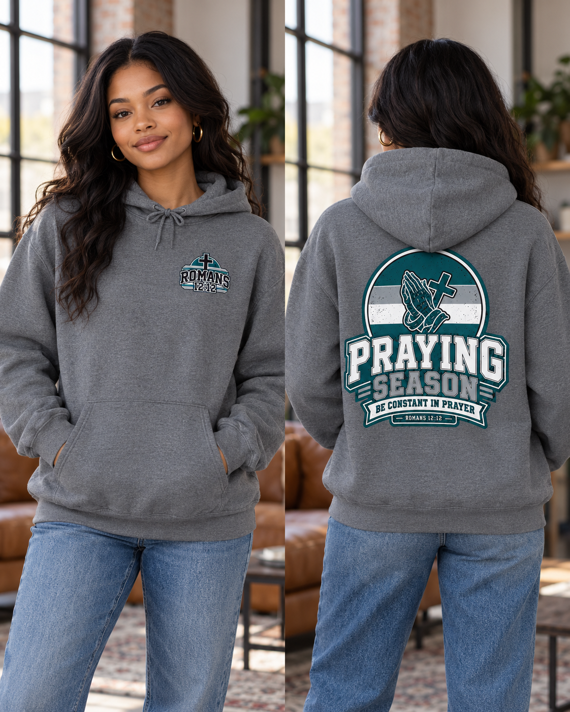 Praying Season hoodie | Green/Silver | Faith Christian sweatshirt: other