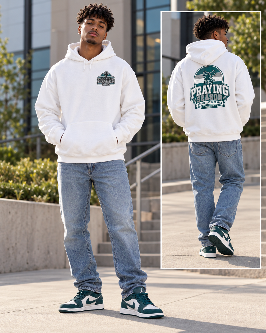 Praying Season hoodie | Green/Silver | Faith Christian sweatshirt: other