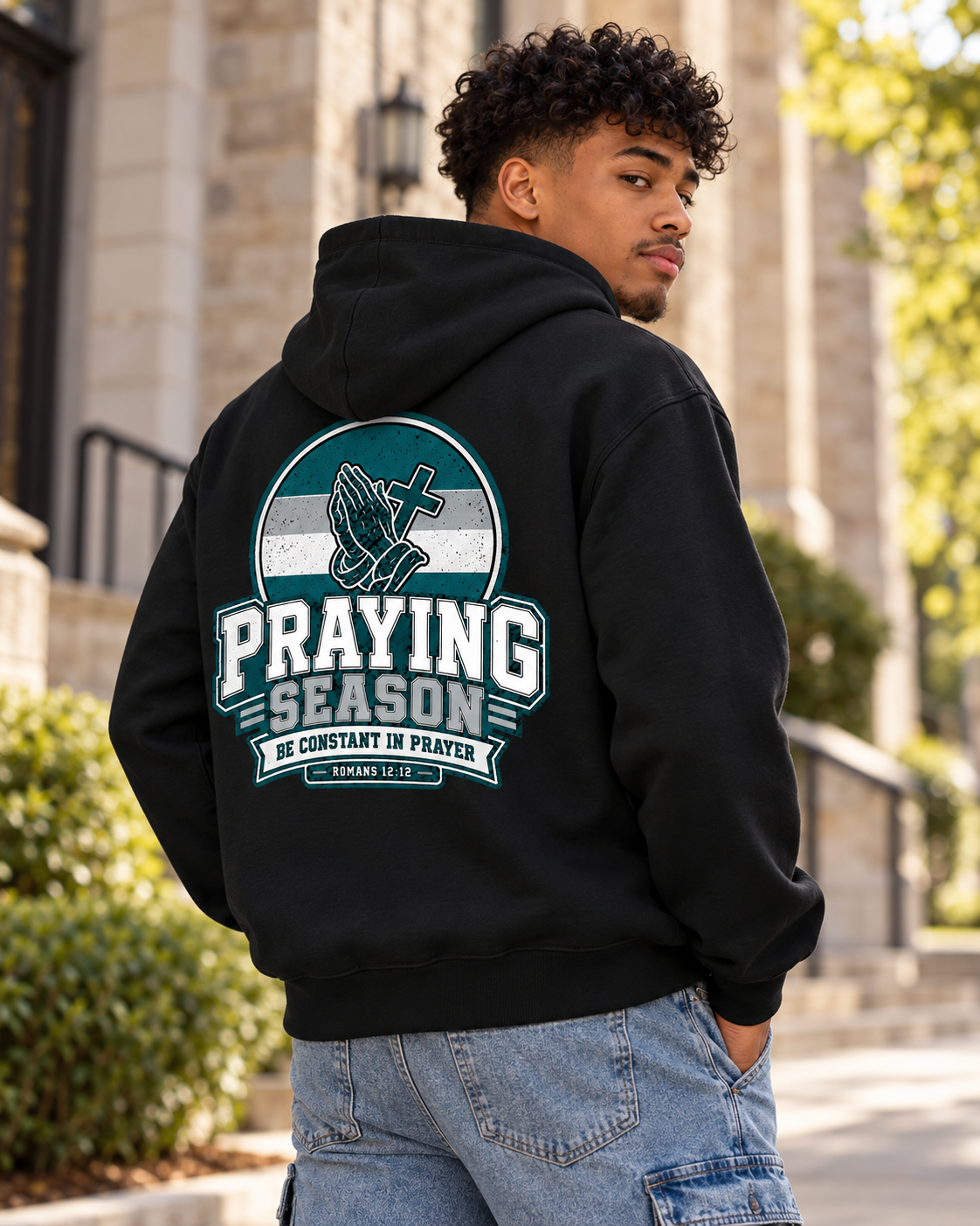 Praying Season hoodie | Green/Silver | Faith Christian sweatshirt: other
