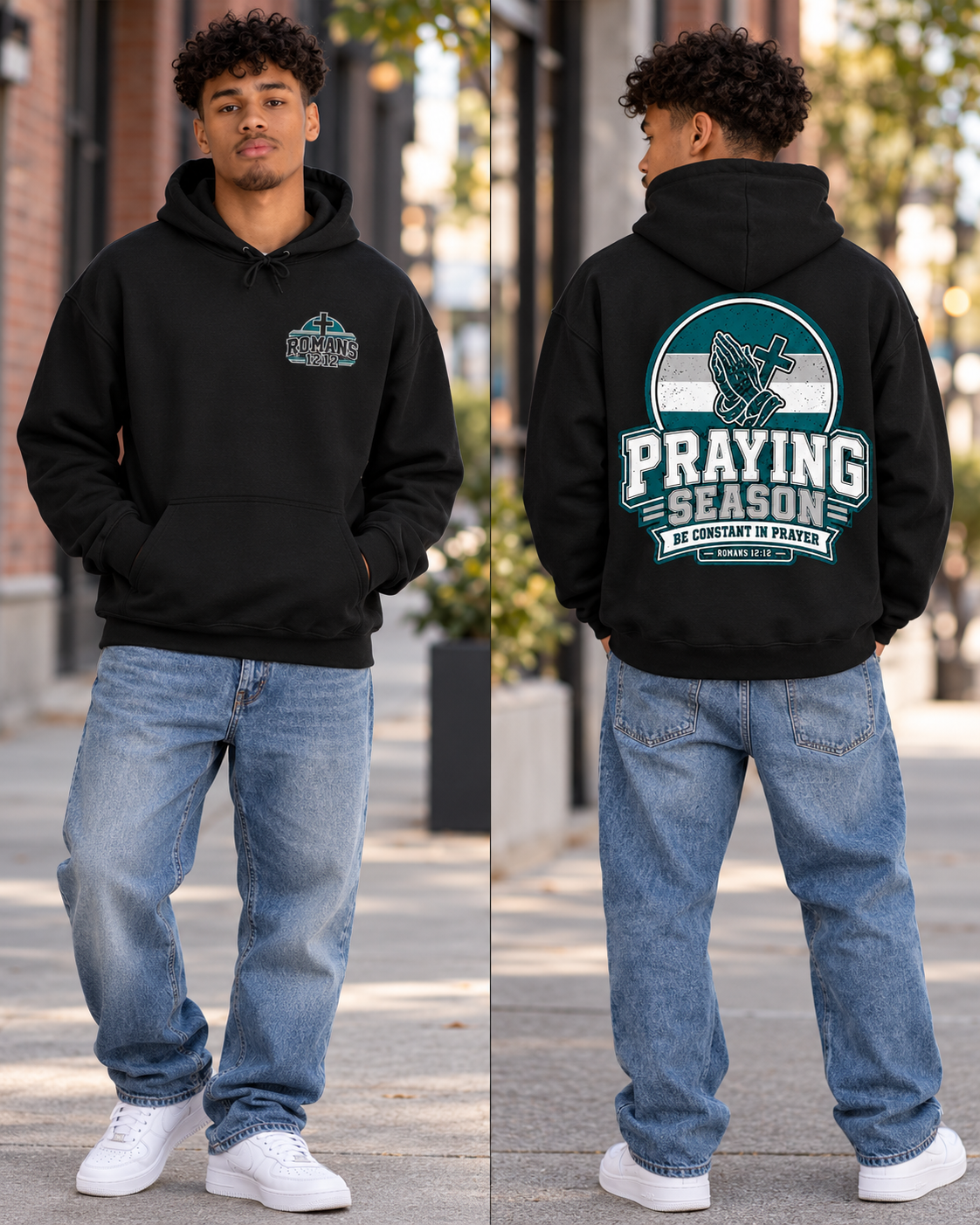 Praying Season hoodie | Green/Silver | Faith Christian sweatshirt: other