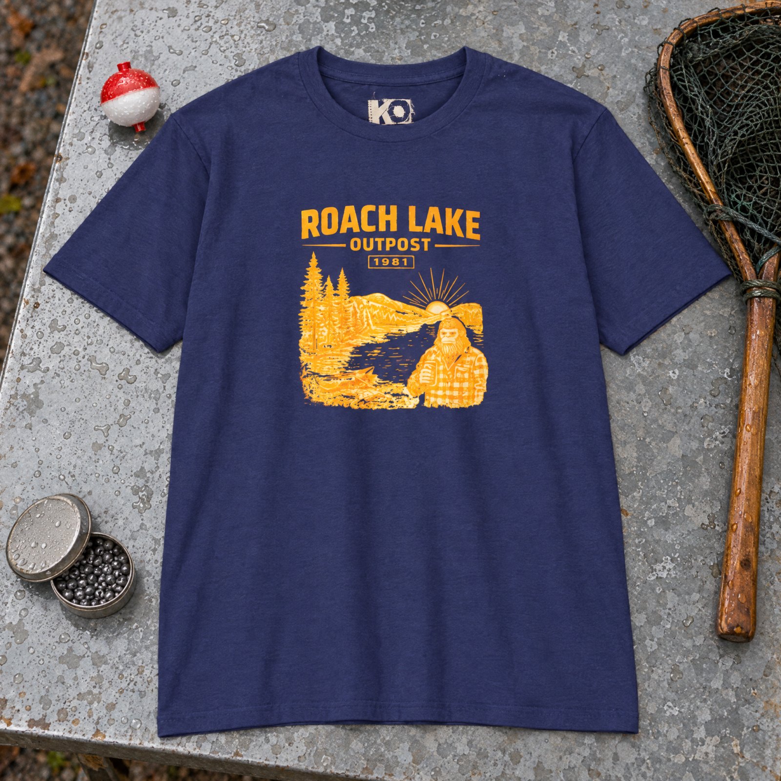 Roach Lake Outpost wilderness graphic T-shirt | fishing cabin camp design — CVC Storm — Other view
