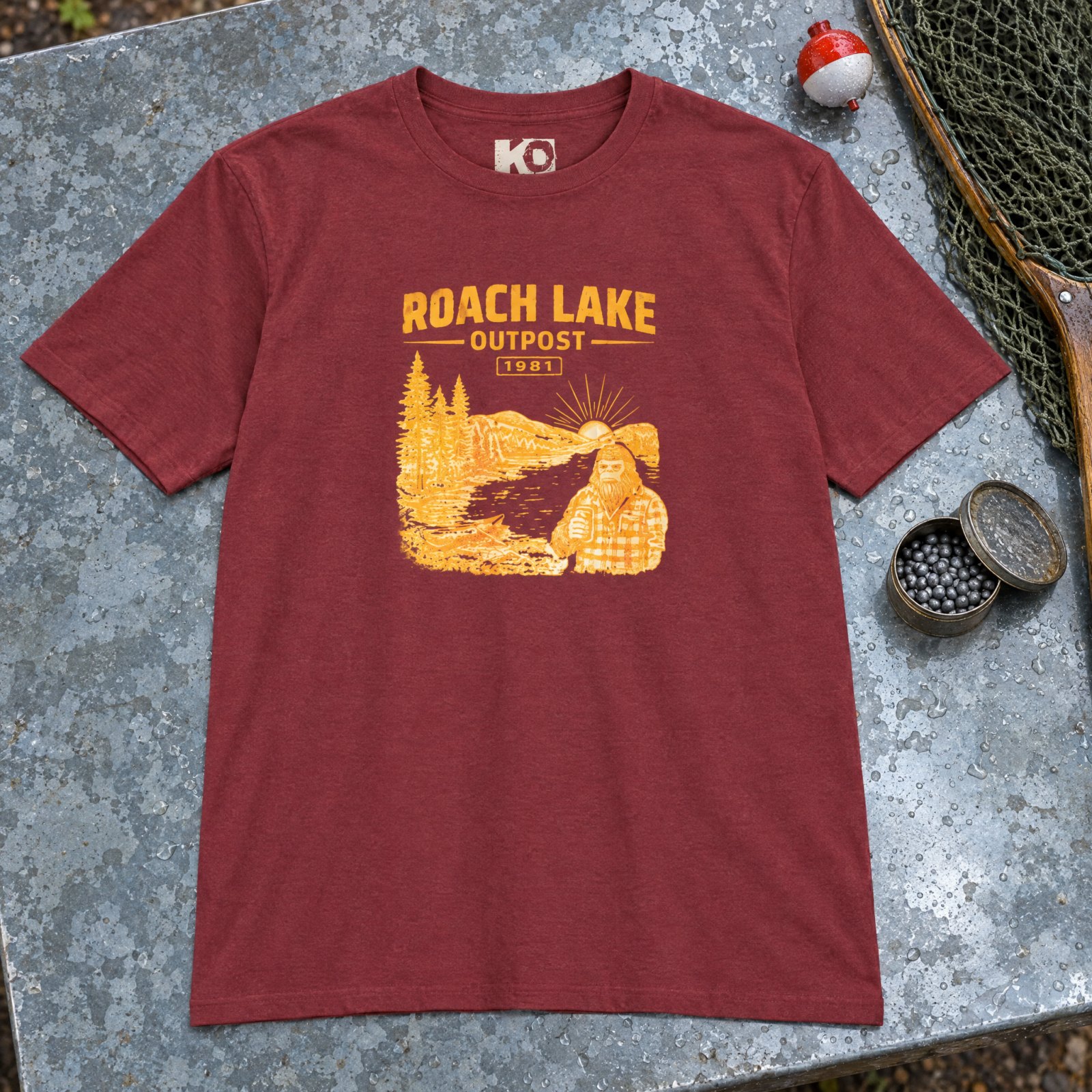 Roach Lake Outpost wilderness graphic T-shirt | fishing cabin camp design — CVC Cardinal — Other view