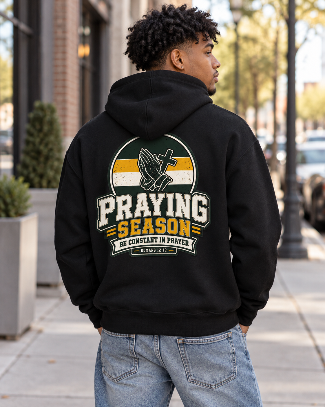 Praying Season hoodie | Gold/Green | Faith Christian sweatshirt: other