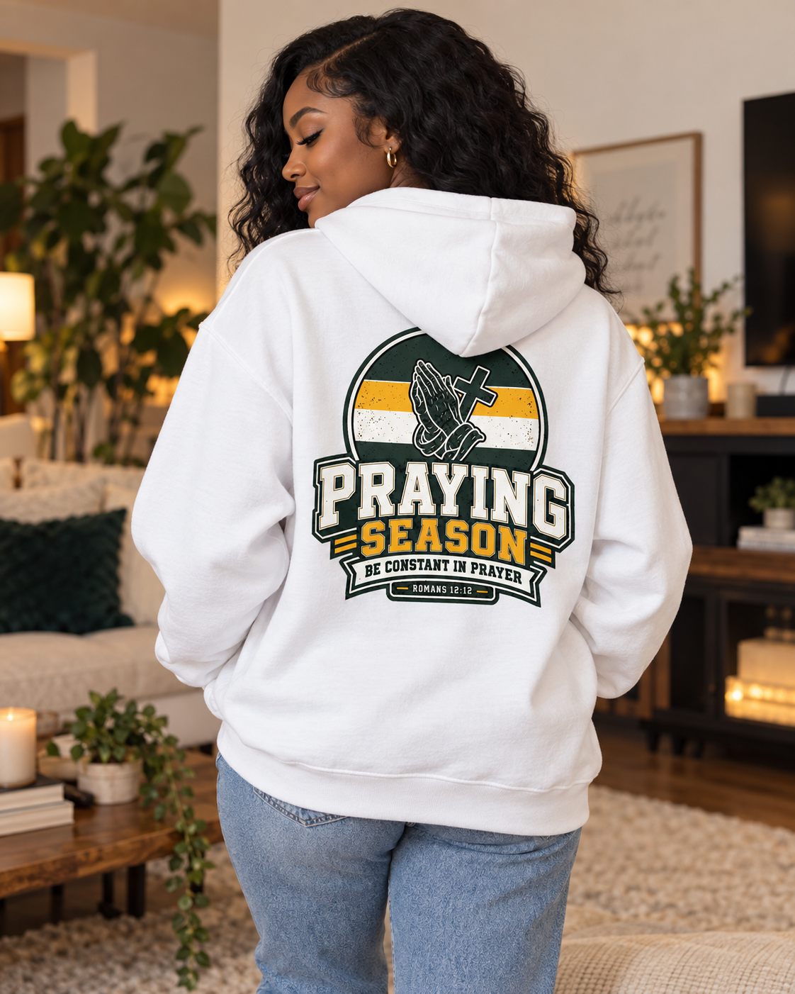 Praying Season hoodie | Gold/Green | Faith Christian sweatshirt: other