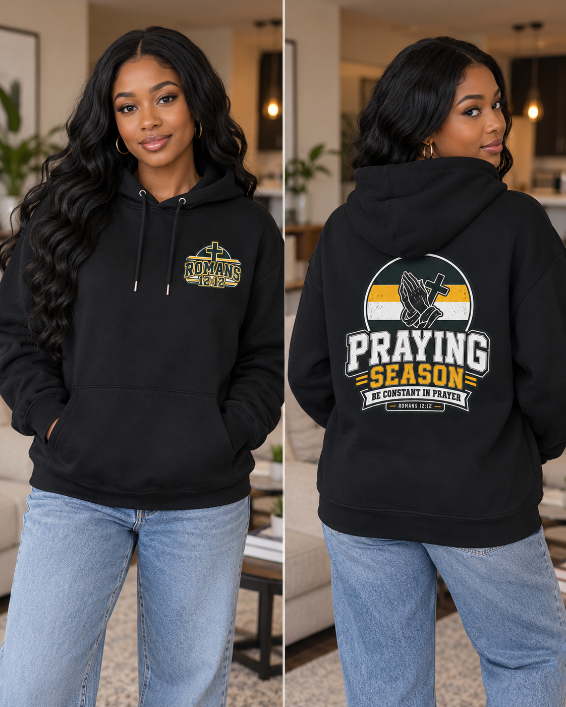 Praying Season hoodie | Gold/Green | Faith Christian sweatshirt: other