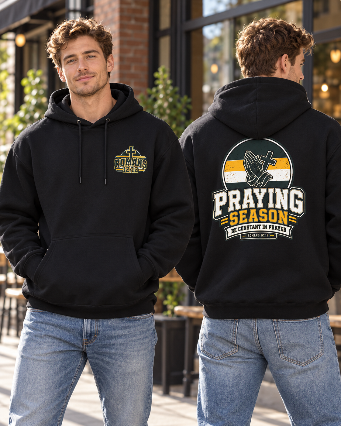 Praying Season hoodie | Gold/Green | Faith Christian sweatshirt: other
