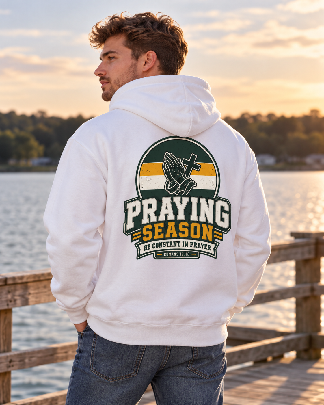 Praying Season hoodie | Gold/Green | Faith Christian sweatshirt: other