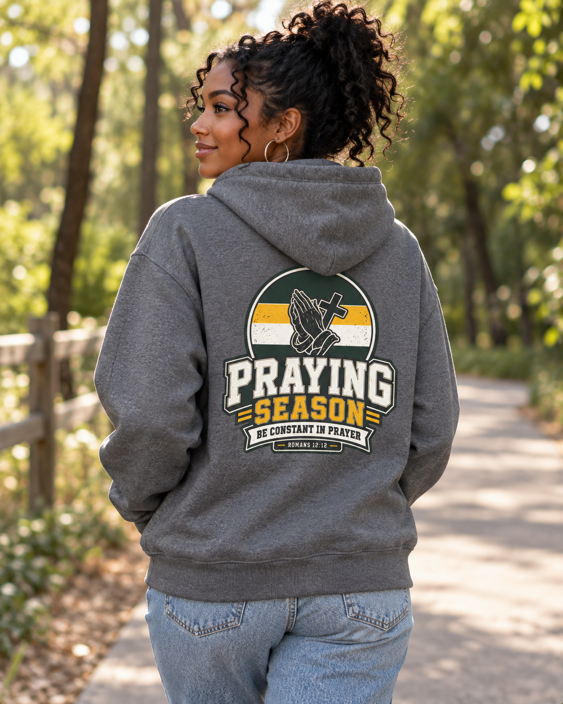 Praying Season hoodie | Gold/Green | Faith Christian sweatshirt: other