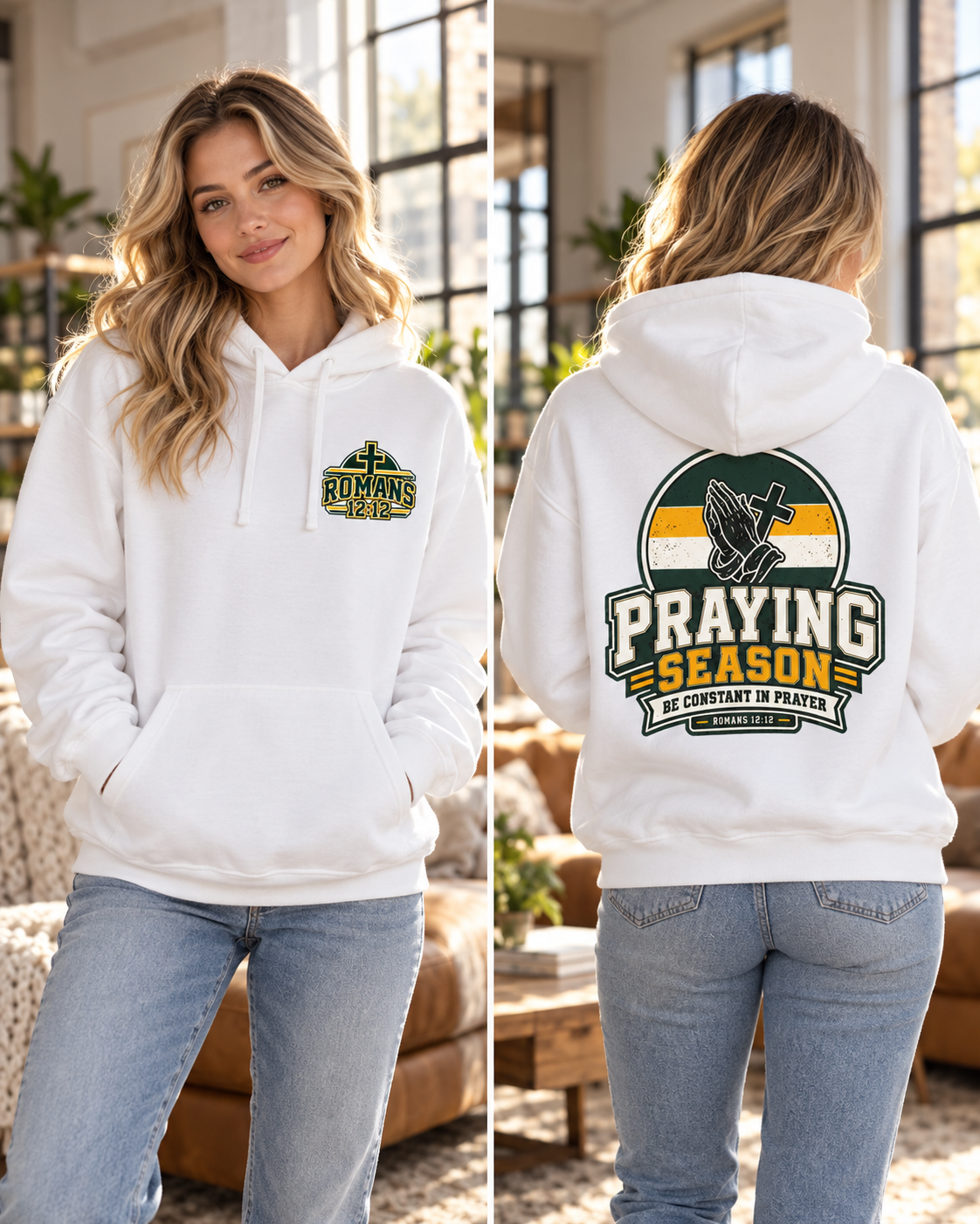 Praying Season hoodie | Gold/Green | Faith Christian sweatshirt: other